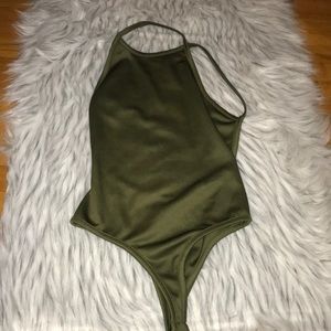 Olive green body suit backless